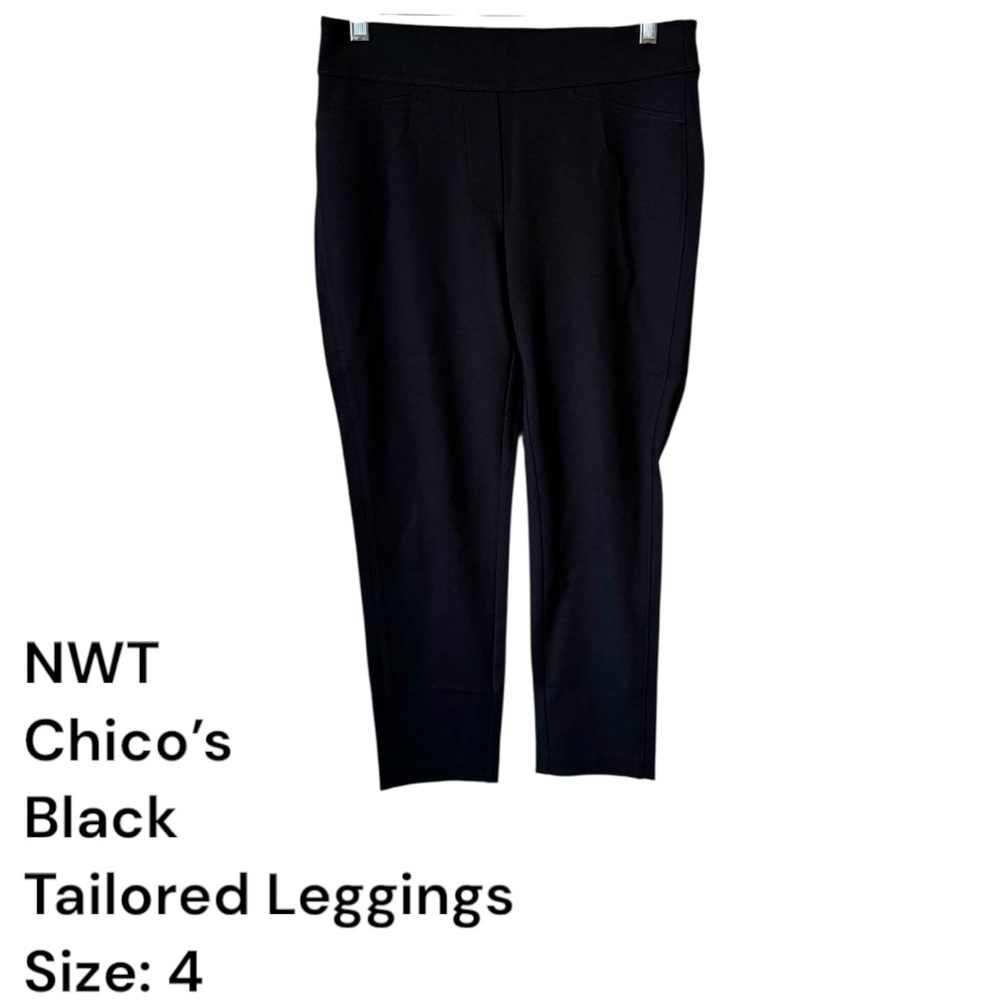 NWT Chico's Elegant Black Tailored Crop Leggings SIZE: 4 #9